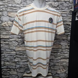 Maui and Sons Cream and Tan Striped Tee